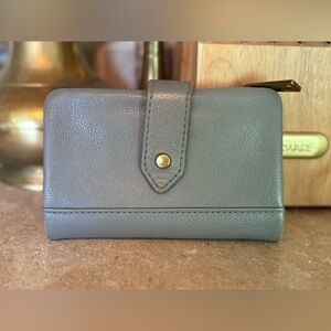 Fossil Lainie Multifunction leather (cow hide) bifold snap wallet gray